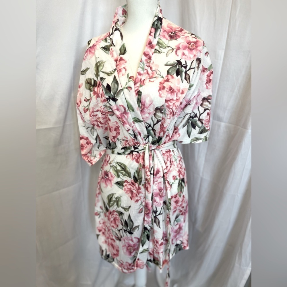 Show Me Your Mumu Brie Floral Robe Print Belted Short Sleeve One Size fits Most